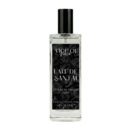 Lait De Santal luxury perfume bottle. A rich, creamy sandalwood and fig milk fragrance inspired by the rare Santal Blanc Le Parfum.