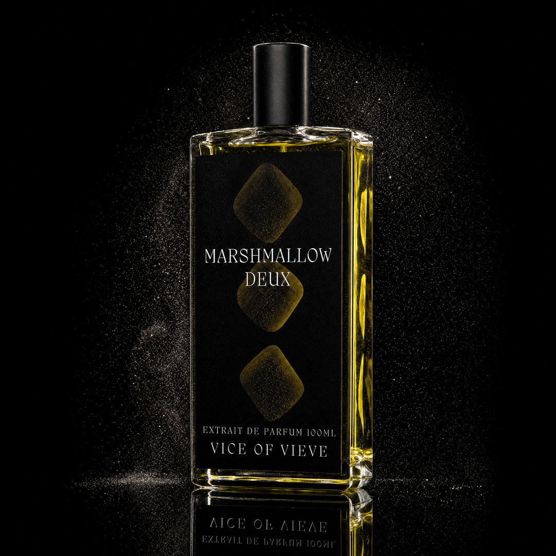 Vice of Vieve Marshmallow Deux Extrait de Parfum gourmet vanilla perfume bottle with gold label