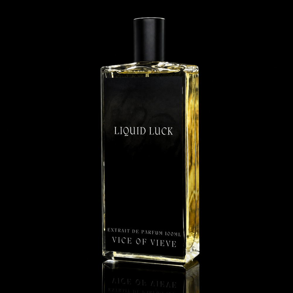 Vice of Vieve Liquid Luck Extrait de Parfum featuring custom bottle artwork