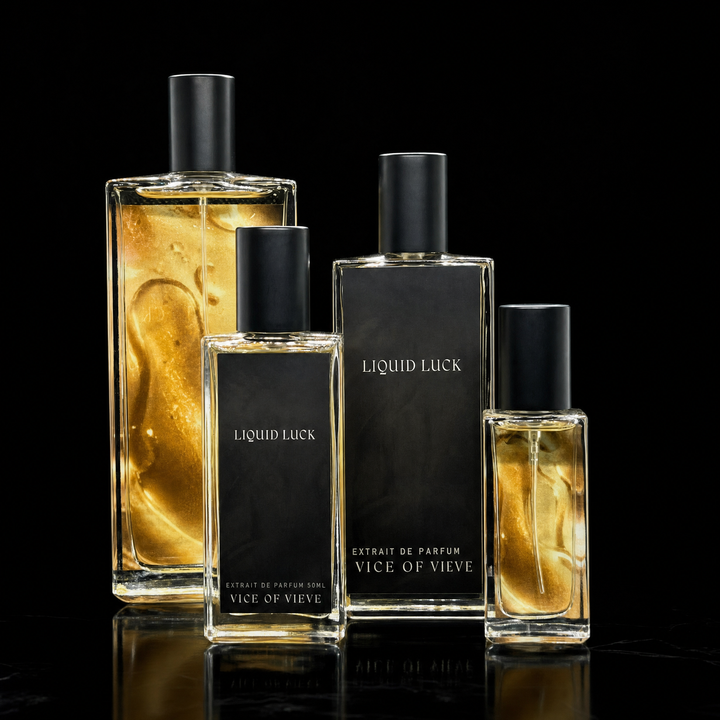 Vice of Vieve Liquid Luck Extrait de Parfum featuring custom bottle artwork