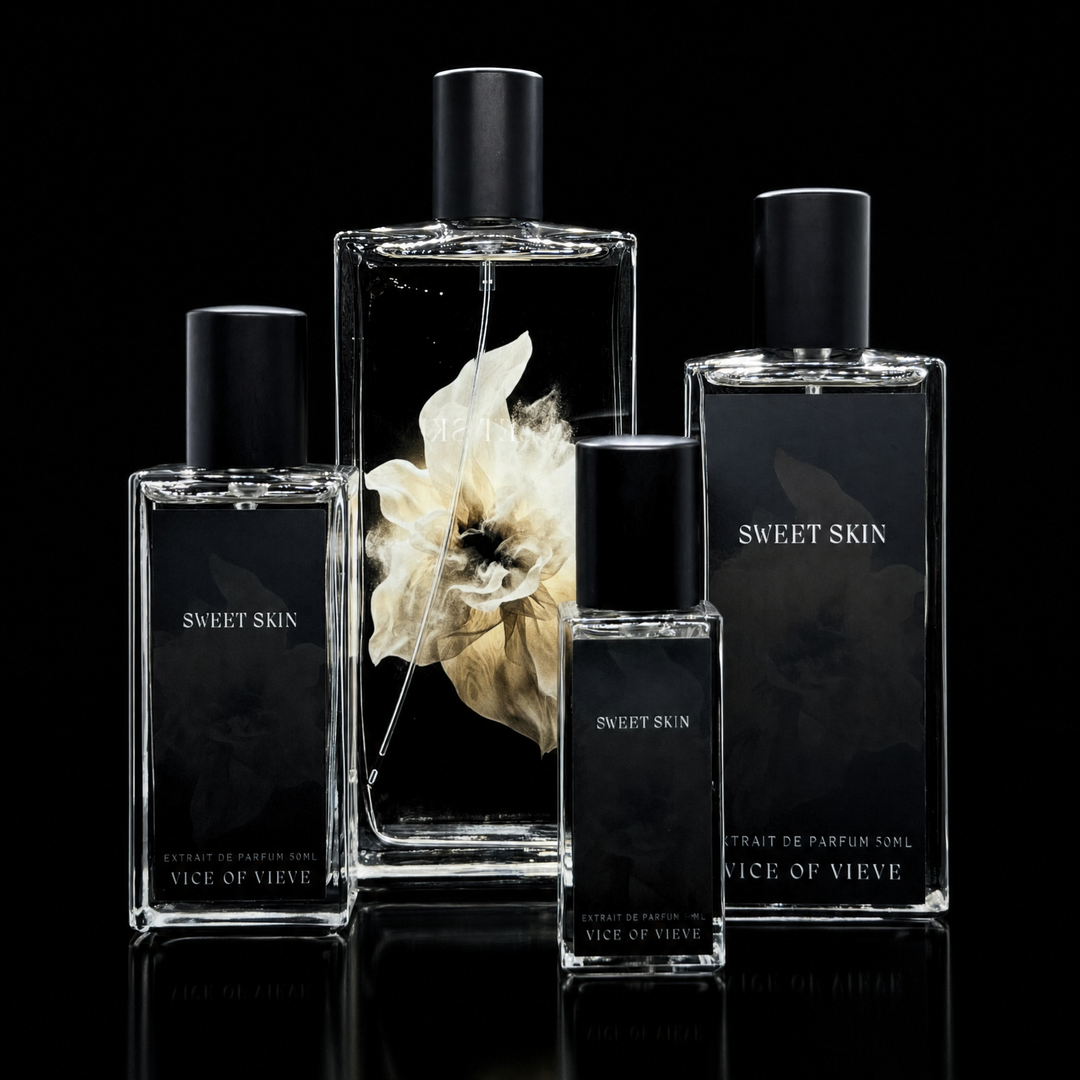 Vice of Vieve Sweet Skin perfume collection available in 15ml, 30ml, 50ml, and 100ml sizes