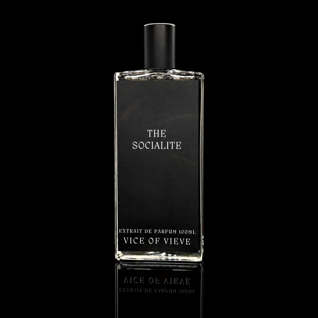 Vice of Vieve The Socialite powdery lily and creamy Mysore sandalwood niche perfume bottle