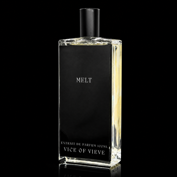 Ice Cream Musk lactonic whipped vanilla niche perfume bottle featuring sleek black label